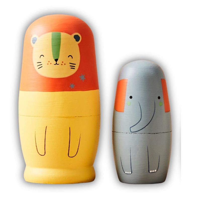 Just Bee Kids Safari Animal Wooden Nesting Dolls