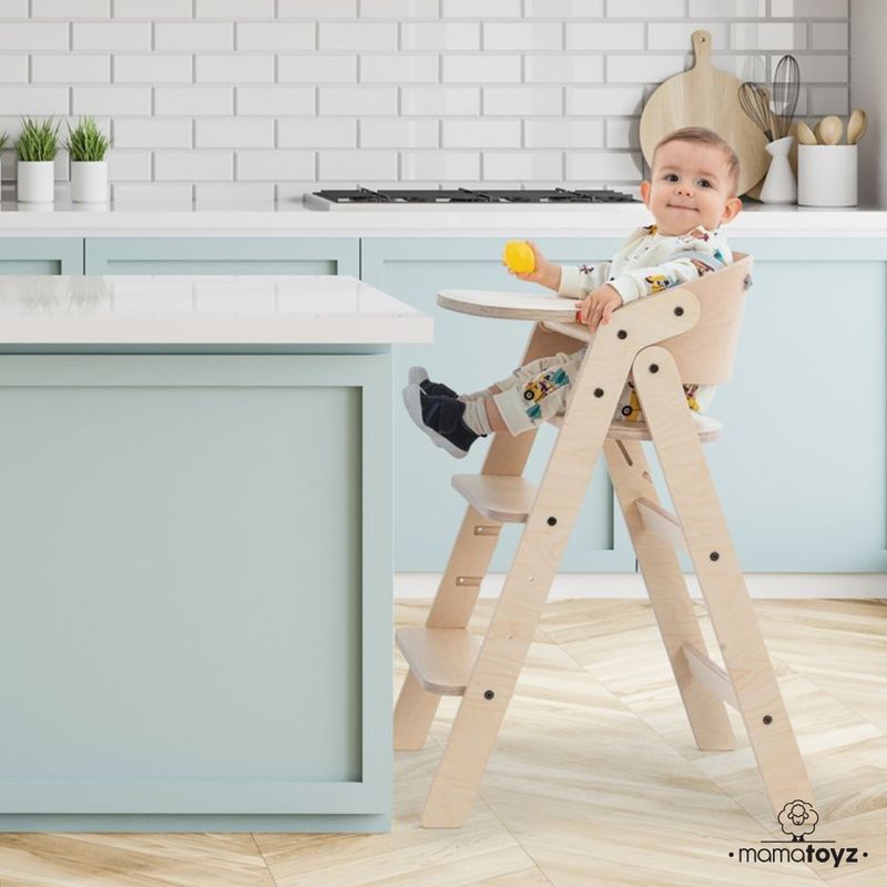 MamaToyz MYCHAIR all-in-one, natural – product image, baby feeding set, wooden toy