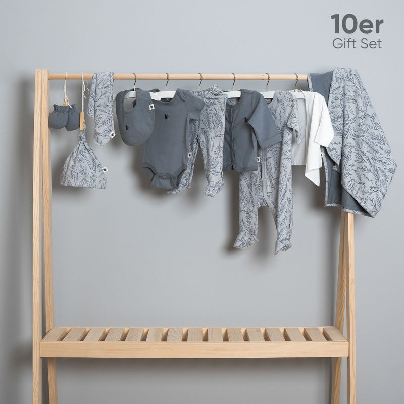 TotsTale Premium 10-Piece Organic Cotton Gift Set - Newborn Essentials, Grau – product image, baby …
