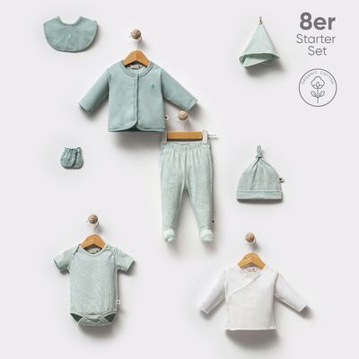 TotsTale Premium 8 pcs. Newborn starter set – baby clothes made from organic cotton – birth gift