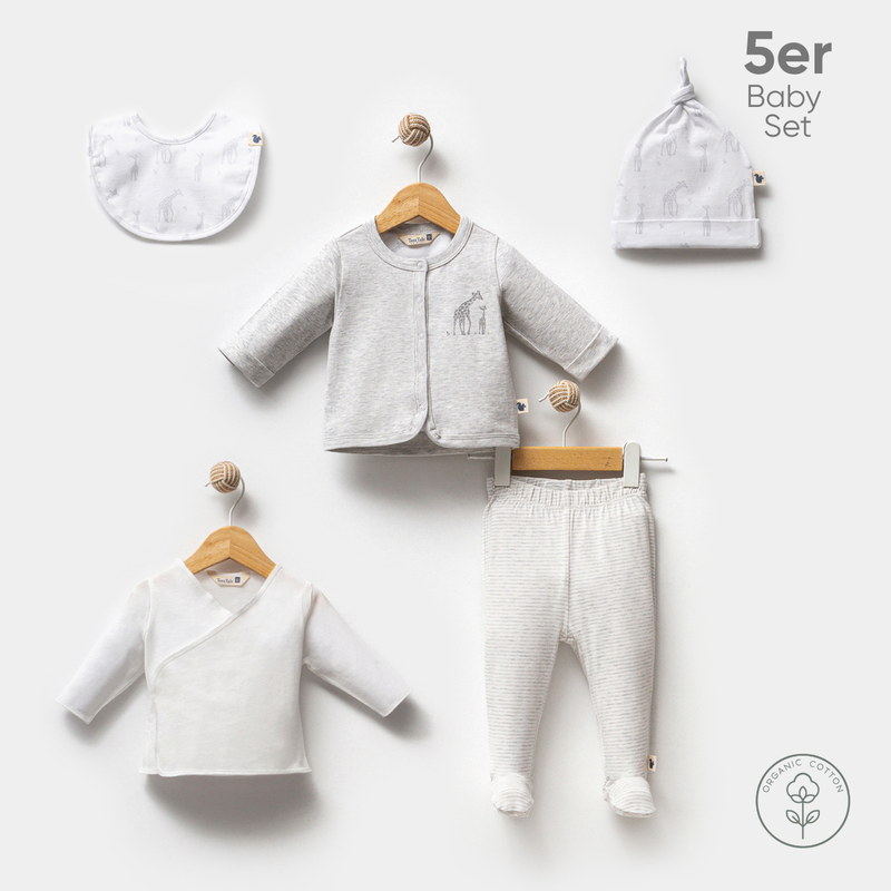 TotsTale Premium 5-Piece Organic Cotton Gift Set - Newborn Essentials