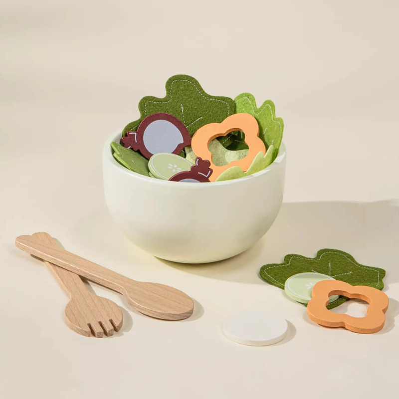 Coco Village Set de jeu Salade en bois, Salat – photo produit, vaisselle bébé, dessin et bricolage