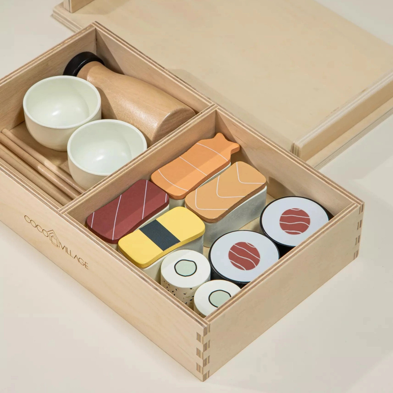 Coco Village Set de jeu Sushi en bois – photo produit, vaisselle bébé, jouet en bois