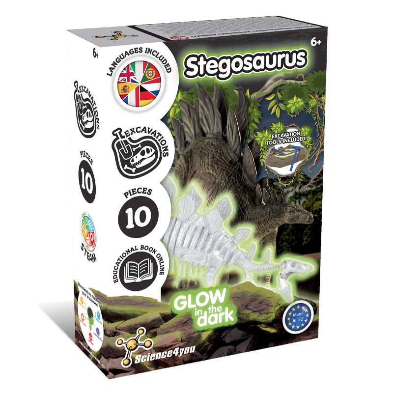 Science4you Fossil Excavations for Kids - Glow-in-the-dark Stegosauros