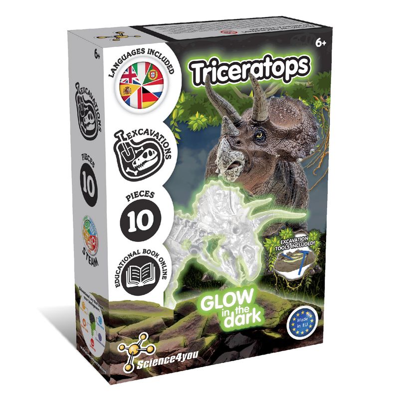 Science4you Fossil Excavations for Kids - Glow-in-the-dark Triceratops