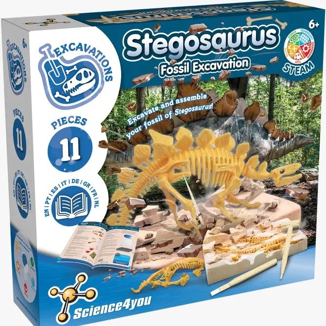 Science4you Stegosaurus Fossil Excavation - Toy for Kids (8 languages)