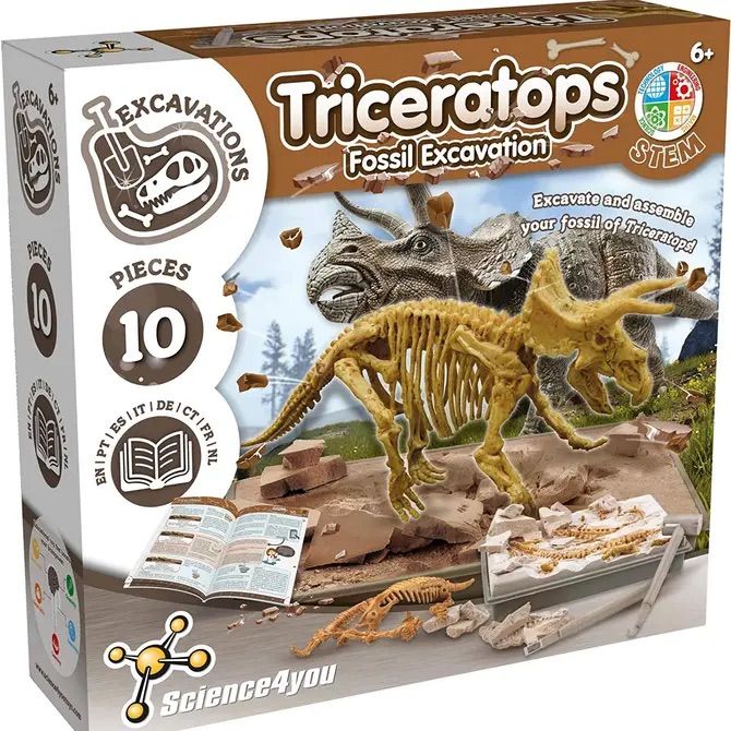 Science4you Triceratops Fossil Excavation - Toy for Kids (8 languages)