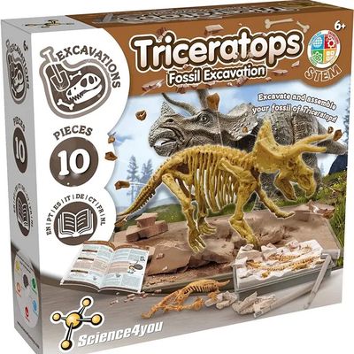 Science4you Triceratops Fossil Excavation - Toy for Kids (8 languages)