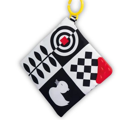 Priya &amp; Peanut Black &amp; White Sensory Crinkle Toy for Babies – with Teether &amp; Clip