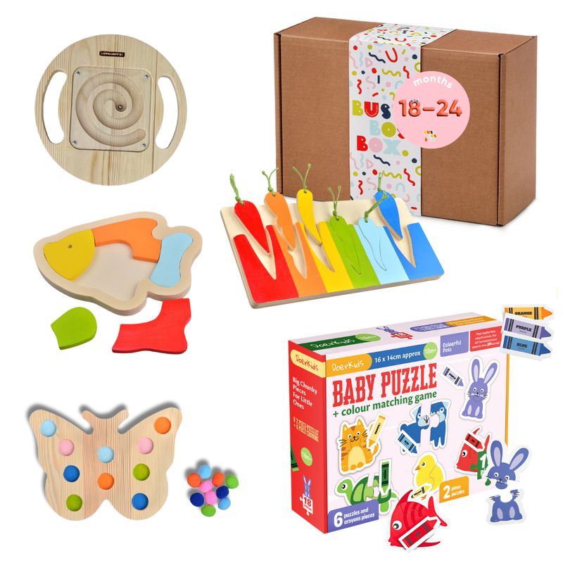 BusyBossBox 6in1 – Sensory &amp; Motor Skill Toy Set for Toddlers 18-24M, expert curated