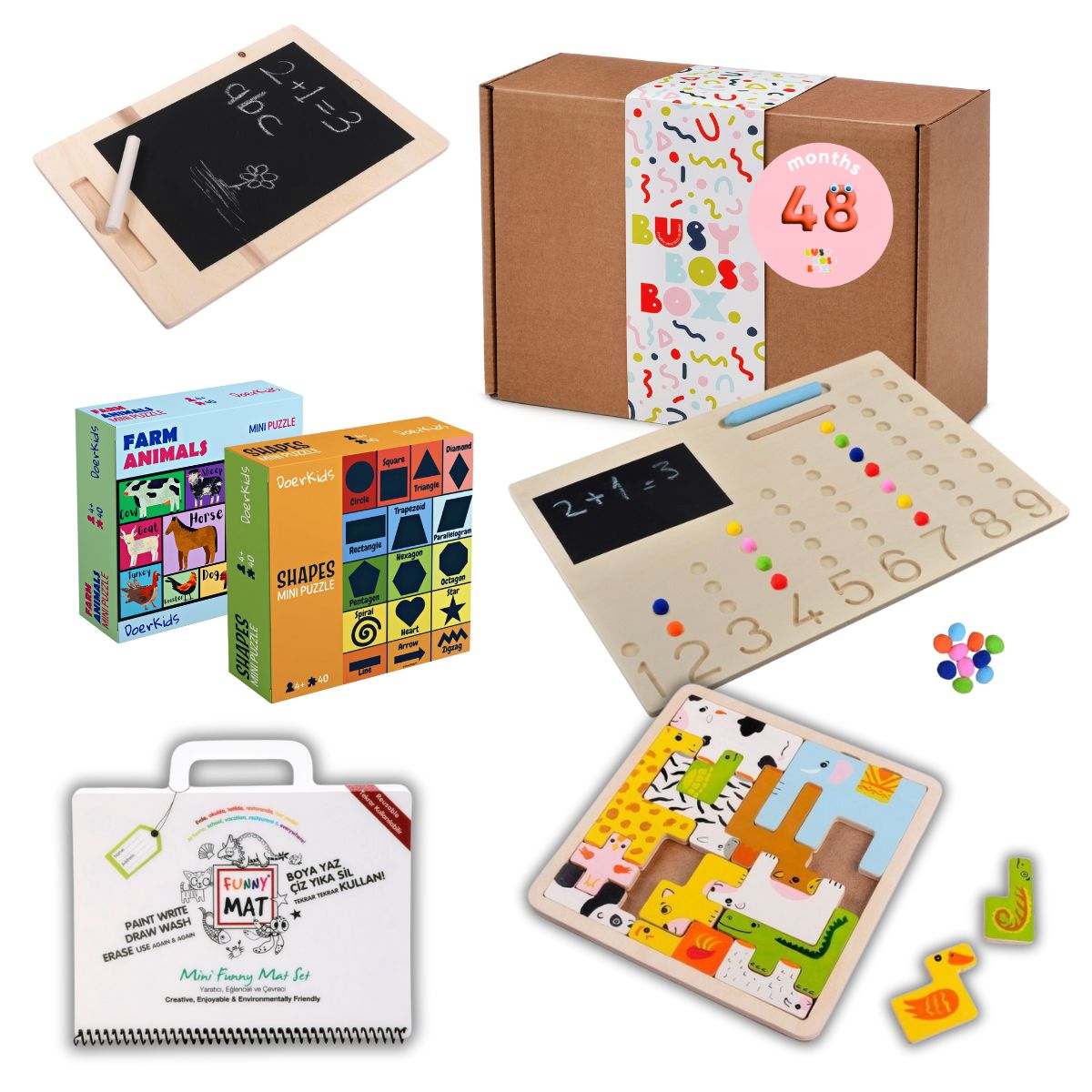 BusyBossBox 6in1– Motor Skill &amp; Learning Toy Box 4+, trains creativity &amp; logic, home &amp; preschool