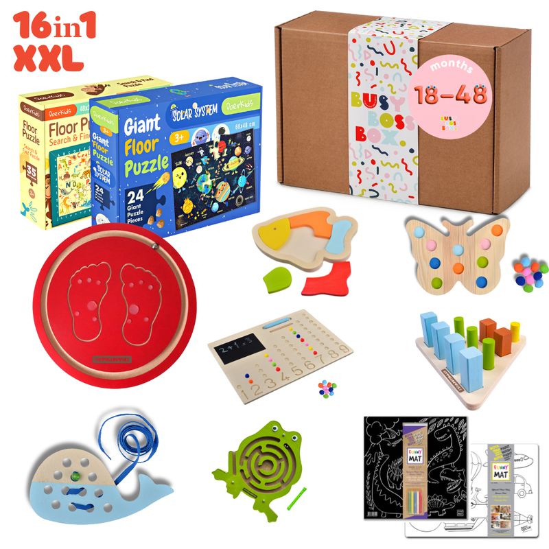 BusyBossBox XXL – Large Learning &amp; Play Set for Daycare, Preschool &amp; Therapy – sensory &amp; motor skills, expert approved