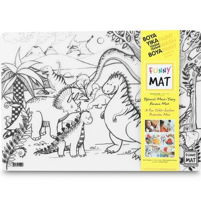 Funny Mat 3in1 Desk Mat, Reusable Coloring Book, Craft Mat for Kids. JURASSIC AGE