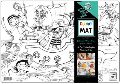 Funny Mat 3in1 Desk Mat, Reusable Coloring Book, Craft Mat for Kids. PIRATES