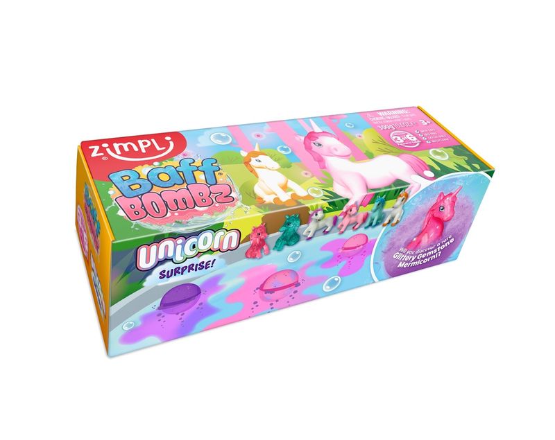 Zimpli Kids Kids 3x Baff Bombz Surprise Collectible Unicorn Bath Bomb – product image, STEM toy, gi…