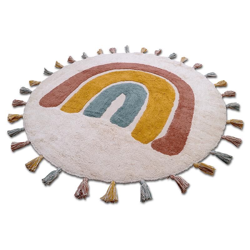 Rainbow Kids Rug with Tassels – Colorful Accent for Playroom