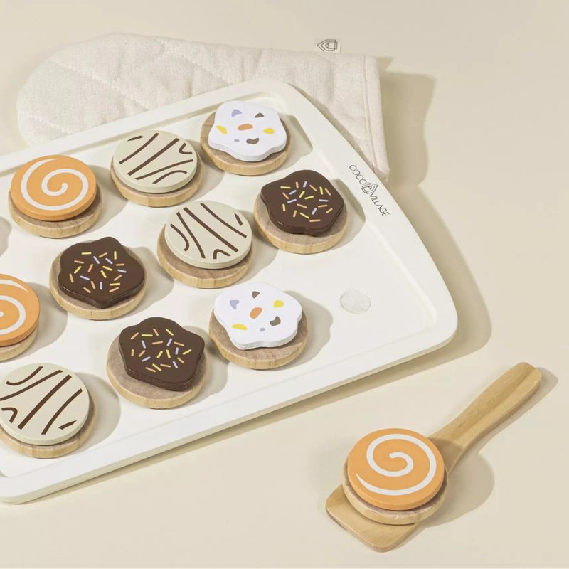Coco Village Set biscuits en bois avec accessoires, Cookies – photo produit, jouet en bois, jeu d’i…