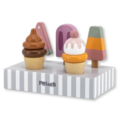 Wooden Ice Cream &amp; Popsicle Stand – 5 pcs – Role Play Toy for Kids