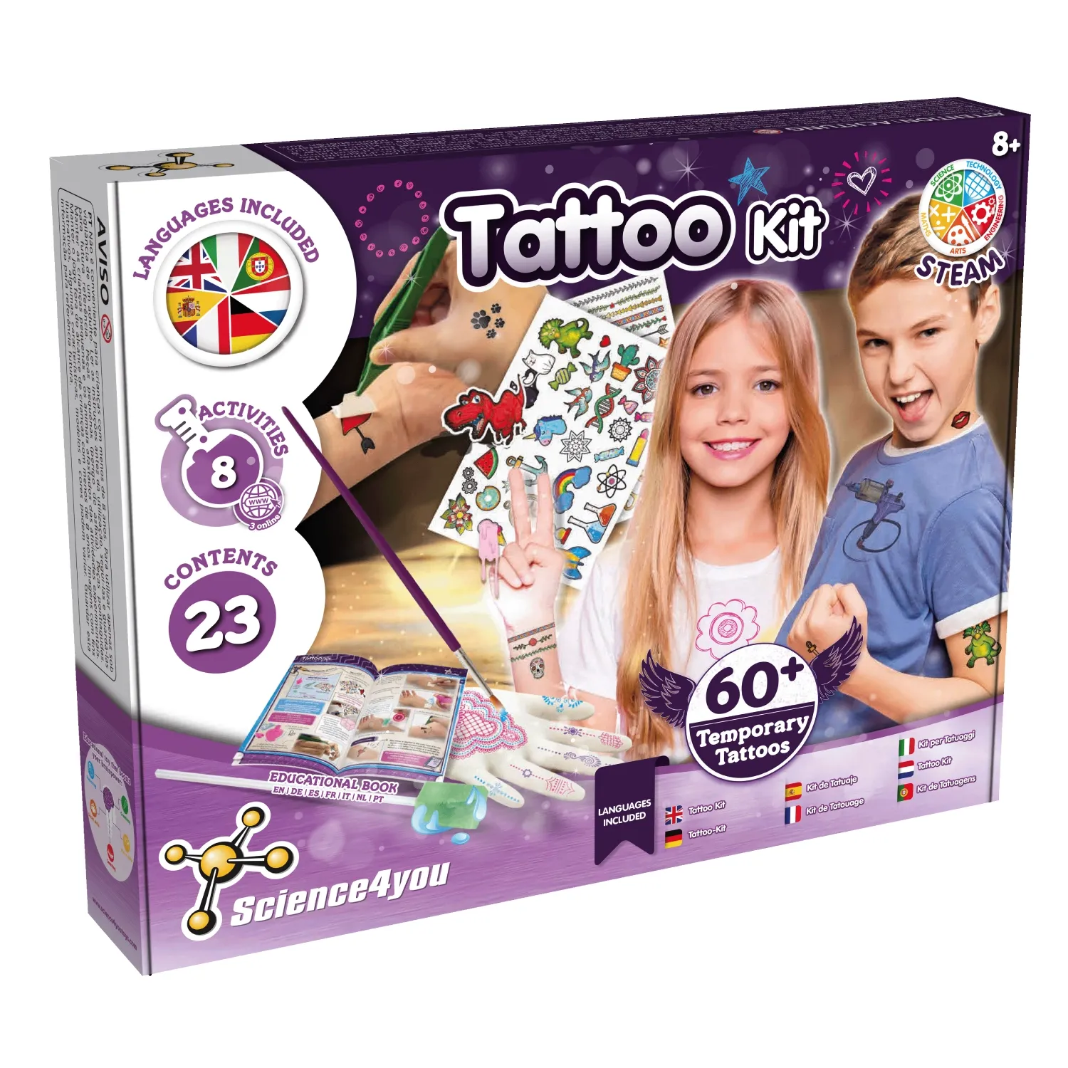 Tattoo Factory – STEM Toy to Make Safe Temporary Tattoos for Kids 8+ – 7 Languages Included