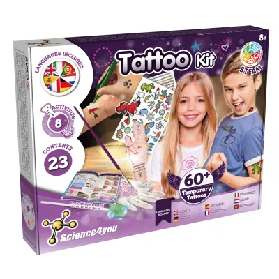 Tattoo Factory – STEM Toy to Make Safe Temporary Tattoos for Kids 8+ – 7 Languages Included
