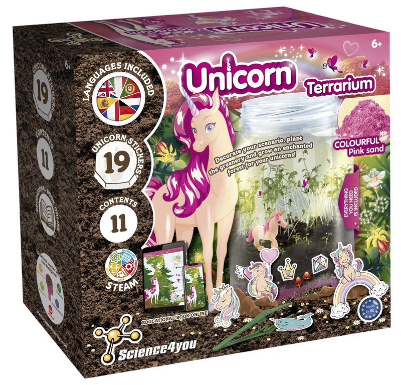 Unicorn Terrarium DIY Kit – STEAM Eco Toy for Girls &amp; Boys 6+ ((7 Languages)