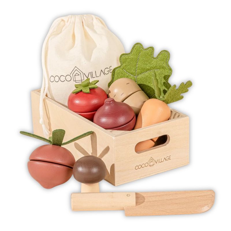 Wooden Fruits and Vegetables Play Set - Toy Food - Pretend Play