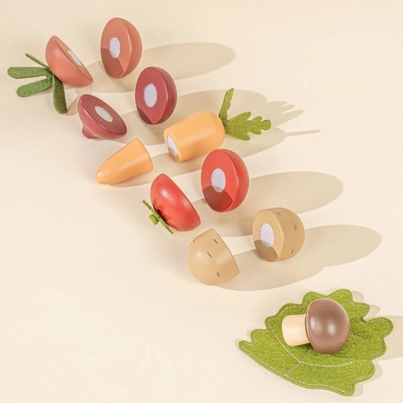 Coco Village Ensemble de jeu de fruits et légumes en bois - Nourriture pour jouets - Jeu de rôle, V…