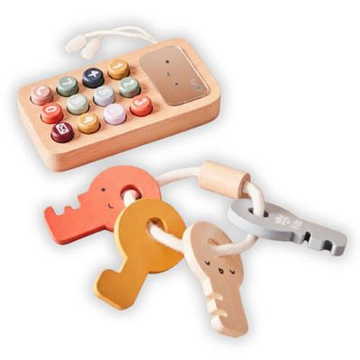 Ensemble de jouets téléphone et clés en bois