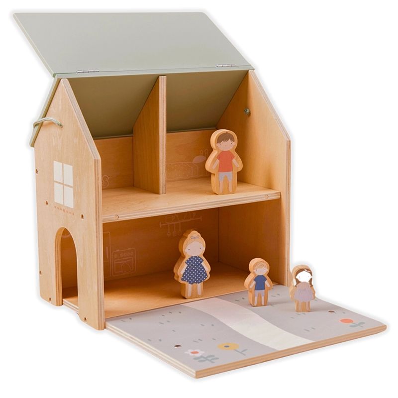 Maison de poupée en bois avec figurines de famille