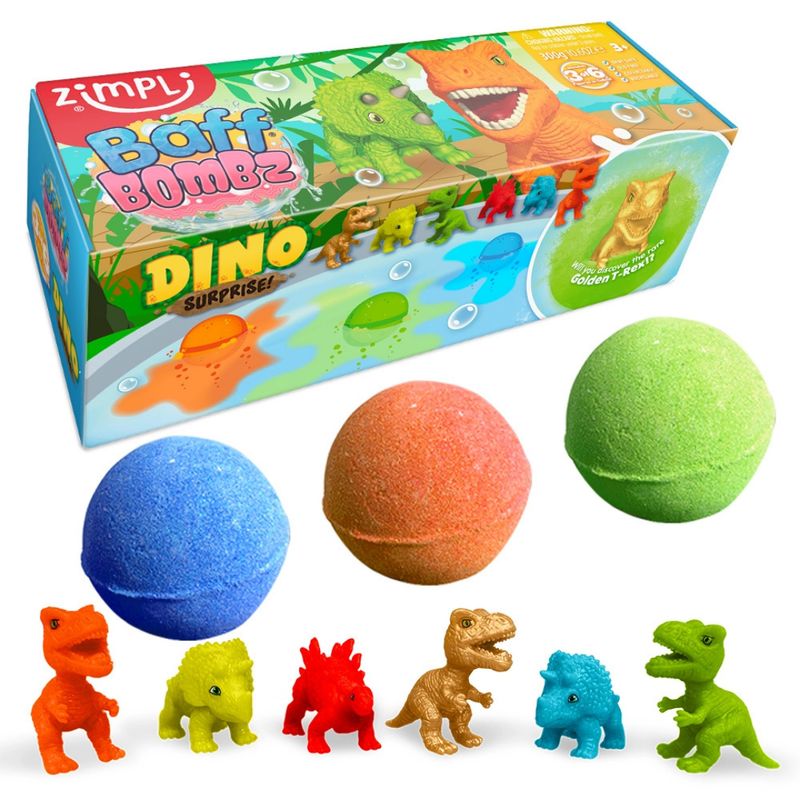 Kids 3x Baff Bombz Surprise Collectible Dinosaur Bath Bomb
