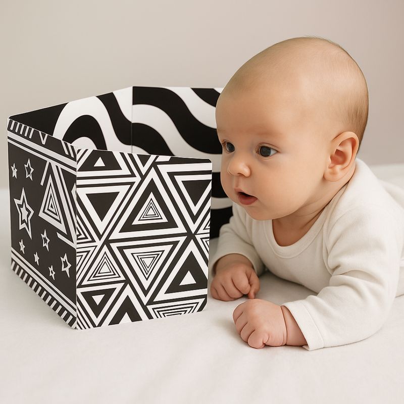 Zero.99 Baby lack &amp; white Sensory Board. Tummy Time, Weiss, Schwarz – product image, STEM toy, tumm…