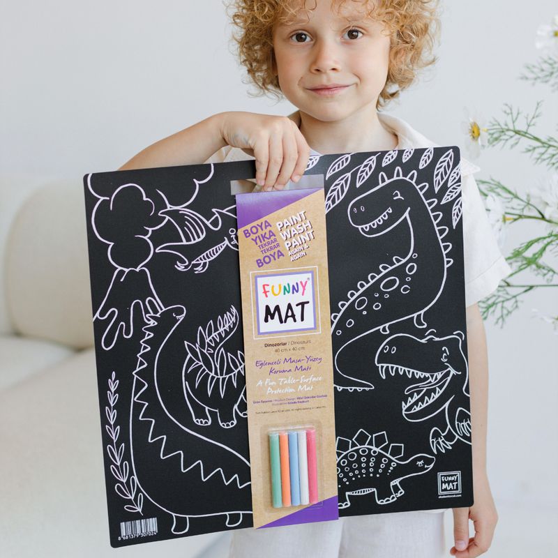 Funny Mat 3in1 Drawing Board, Wall Decor, Reusable Coloring Mat. DINOSAURS – product image, STEM to…