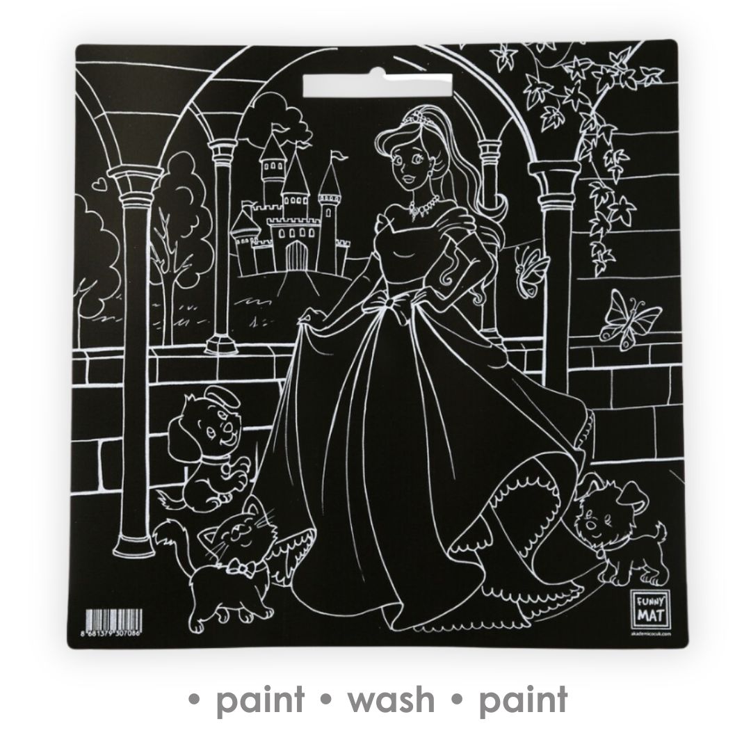 3in1 Drawing Board, Wall Decor, Reusable Coloring Mat. PRINCESS