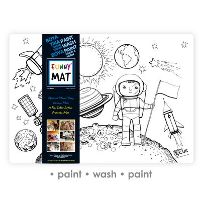 3in1 Desk Mat, Reusable Coloring Book, Craft Mat for Kids. SPACE