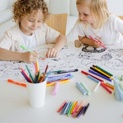 Funny Mat 3in1 Desk Mat, Reusable Coloring Book, Craft Mat for Kids. CONSTRUCTION VEHICLES, 2 pcs B…