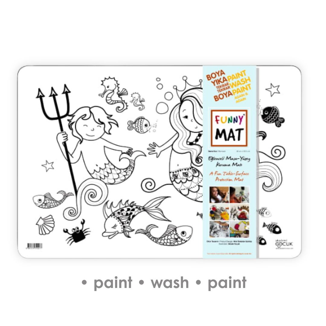 Tapis de Bureau 3en1, Livre de Coloriage Réutilisable, Tapis de Bricolage pour Enfants. SIRÈNE