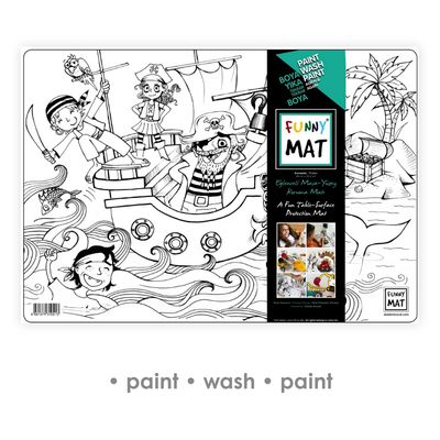 3in1 Desk Mat, Reusable Coloring Book, Craft Mat for Kids. PIRATES