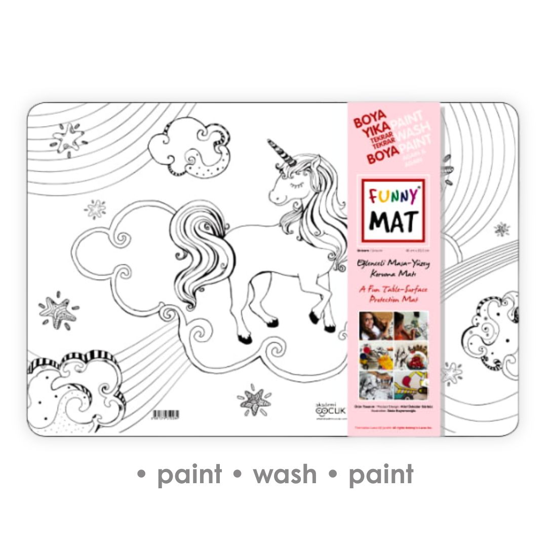 Tapis de Bureau 3en1, Livre de Coloriage Réutilisable, Tapis de Bricolage pour Enfants. LICORNE