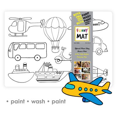 Tapis de Bureau 3en1, Livre de Coloriage Réutilisable, Tapis de Bricolage pour Enfants. VÉHICULES