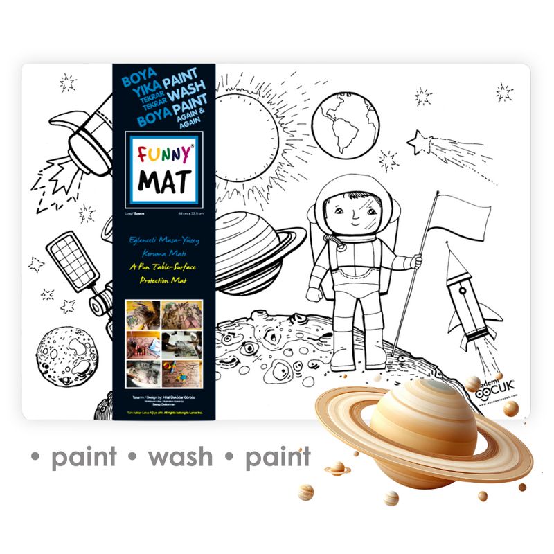 3in1 Desk Mat, Reusable Coloring Book, Craft Mat for Kids. SPACE