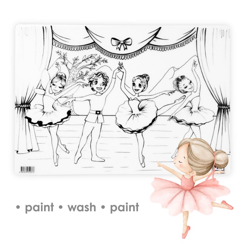 3in1 Desk Mat, Reusable Coloring Book, Craft Mat for Kids. DANCERS