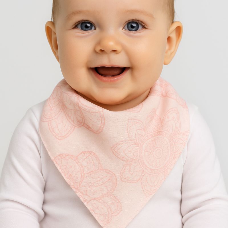 Beberotti Bavoir bandana bébé en mousseline biologique rose/fleur, pink/blume – photo produit, anne…