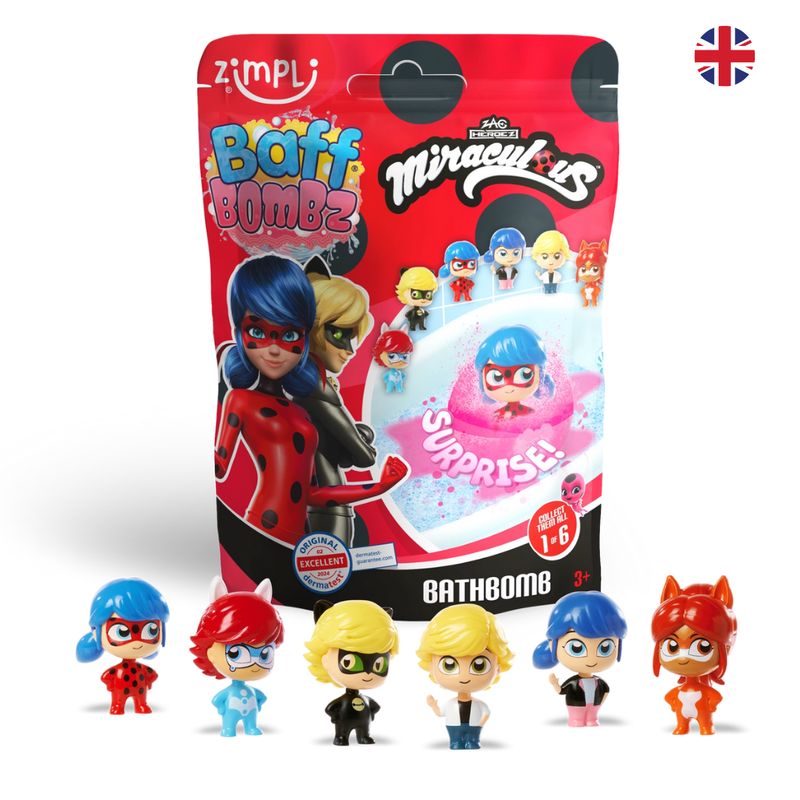 Zimpli Kids Kids Bath Bomb Surprise – Miraculous Figure Inside – product image, STEM toy, bath time
