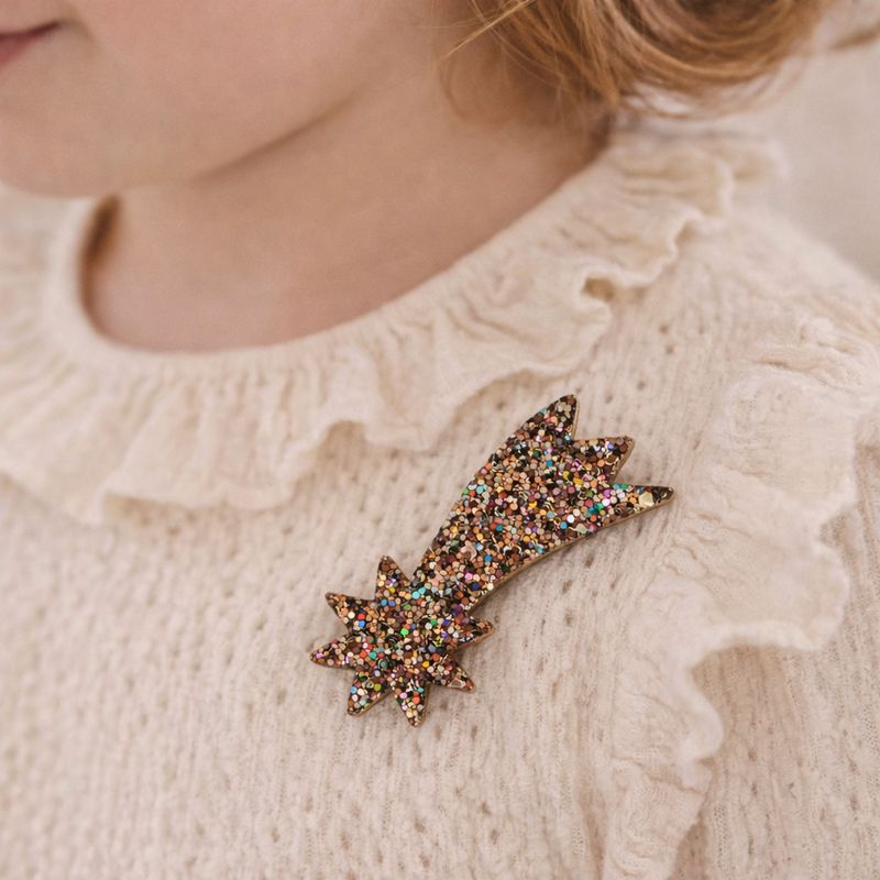 Luciole et Petit Pois Broche Étoile Filante – Paillettes Bronze, Gold – photo produit, jeu d’imitat…