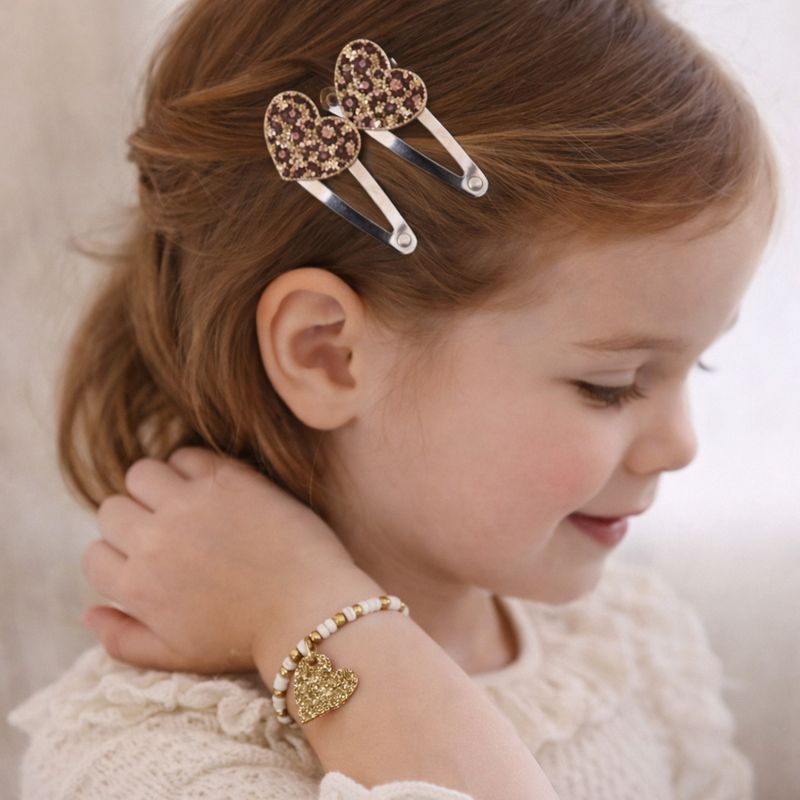 Luciole et Petit Pois Coffret cadeau – Bracelet et pinces à cheveux Léo, Leopard – photo produit, j…