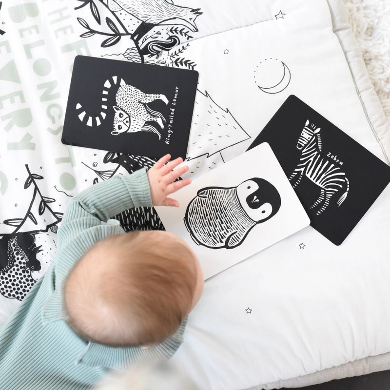 Wee Gallery Baby Art Cards Black &amp; White, High Contrast Animals – product image, tummy time toy, ba…