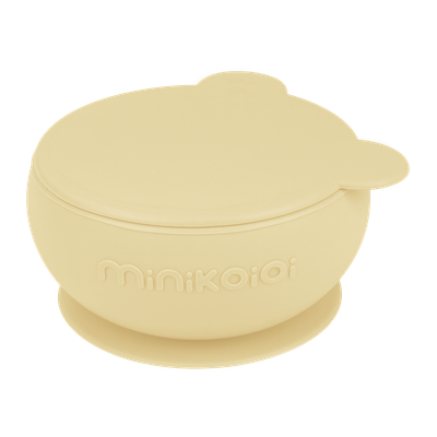 MinikOiOi Bowly - Mellow Yellow - Stay-put suction bowl with lid