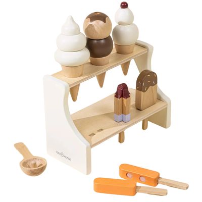 Stand de crème glacée en bois avec accessoires