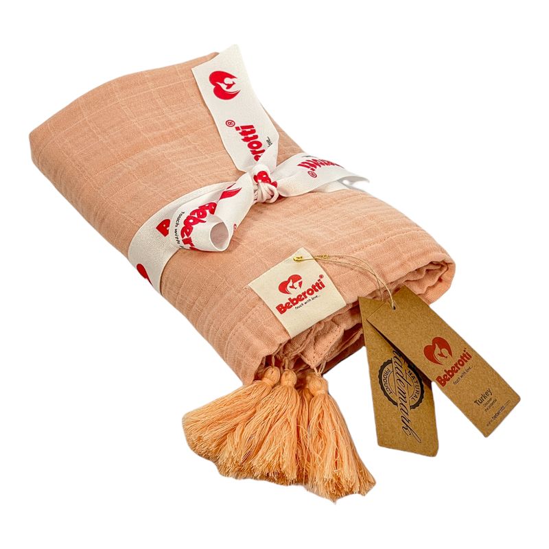Organic Muslin Tasseled Throw Blanket rose