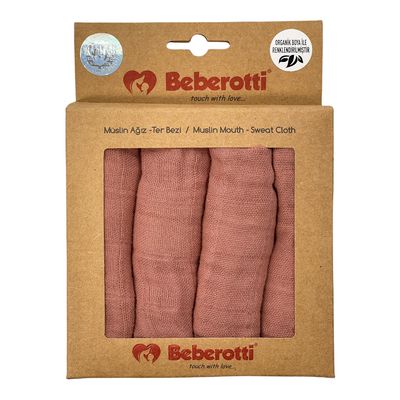 Beberotti® Beberotti® Salviette organiche in mussola per neonati, confezione da 4, rosa